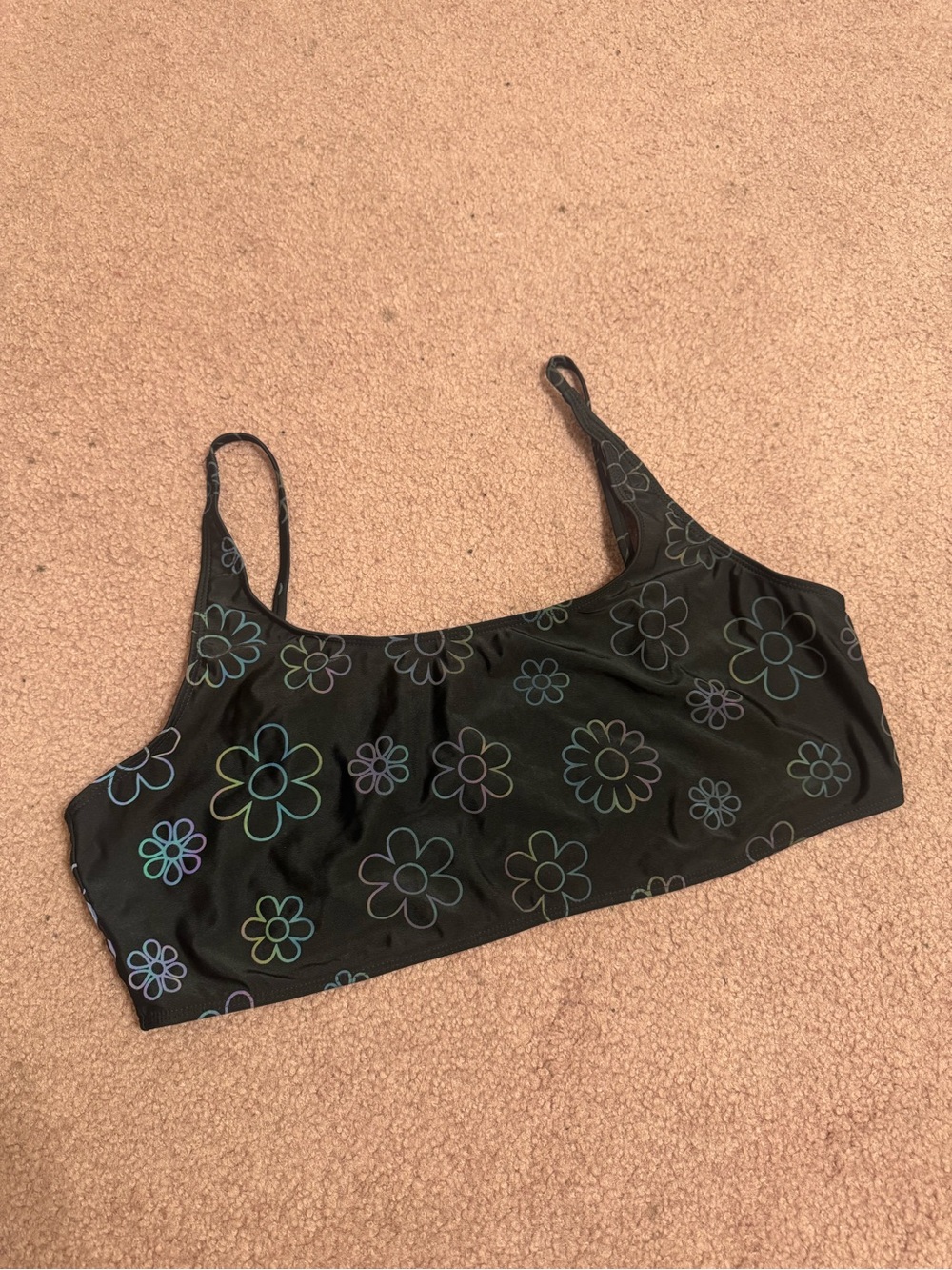 New 2x black daisy light reflective crop top tank shirt rave festival raver boho